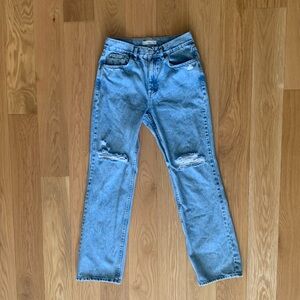 Mango Ripped Straight Leg Jean Mid Rise